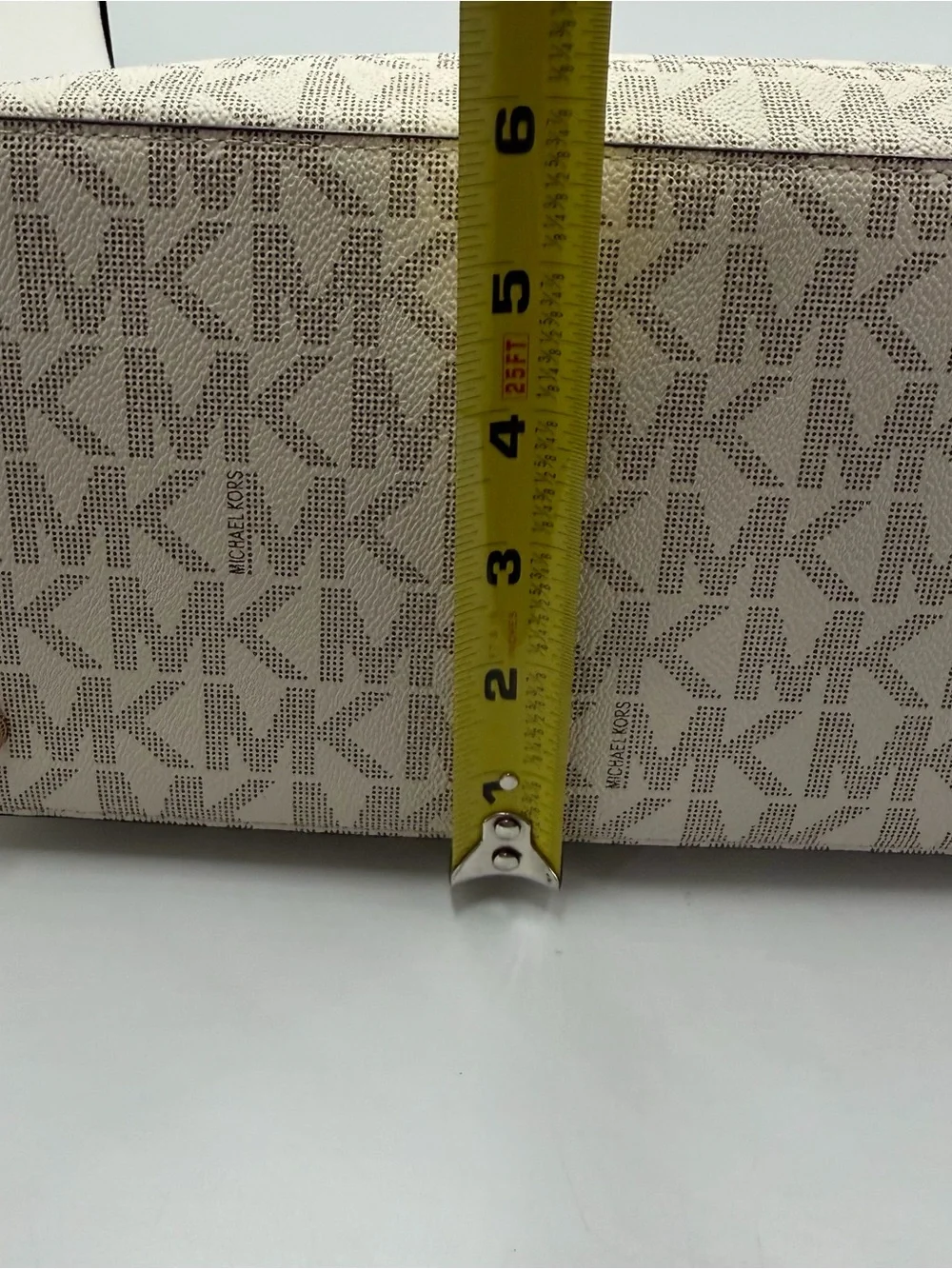 Michael Kors Lynn Large East West Signature Satchel with Dusty Pink Trim NWT